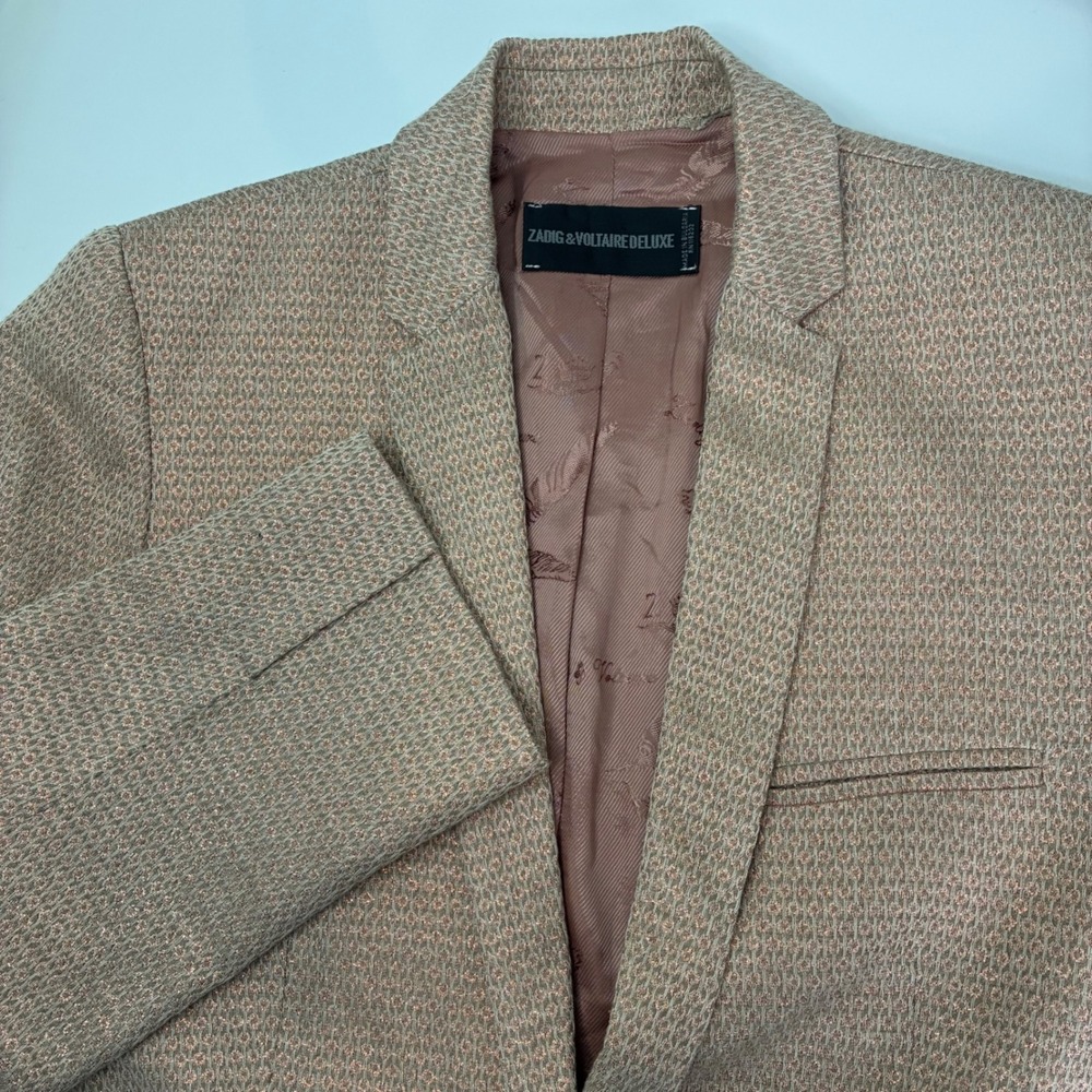 Zadig & Voltaire Deluxe Volta Deluxe Metallic Rose Gold Blazer SBCE0207F T 36